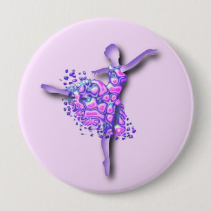 Ballerina Art Purple Dance - Ballet Dancer Drawing 10 Cm Round Badge