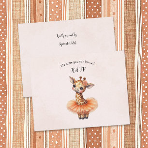 Ballerina Baby Girl Shower Tutu Elegant Giraffe RSVP Card