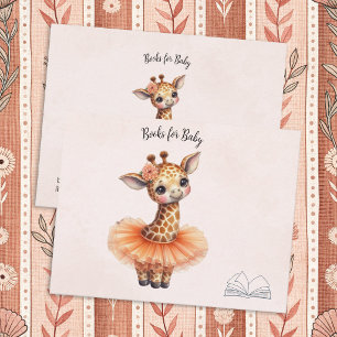 Ballerina Baby Girl Shower Tutu Giraffe Books Enclosure Card