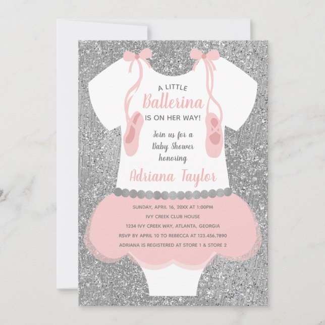 Ballerina Baby Shower Invitation (Front)