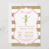 Ballerina Baby Shower Pink and Gold Glitter