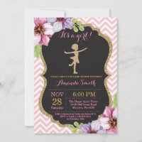 Ballerina Baby Shower Pink and Gold Glitter