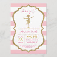 Ballerina Baby Shower Pink and Gold Glitter
