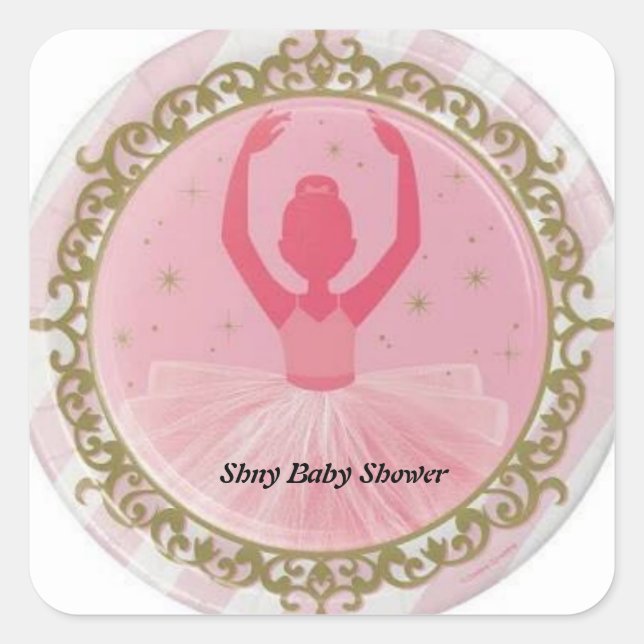 Ballerina Baby Shower Sticker (Front)