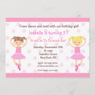 Ballerina Ballet Dance BIrthday Invitations