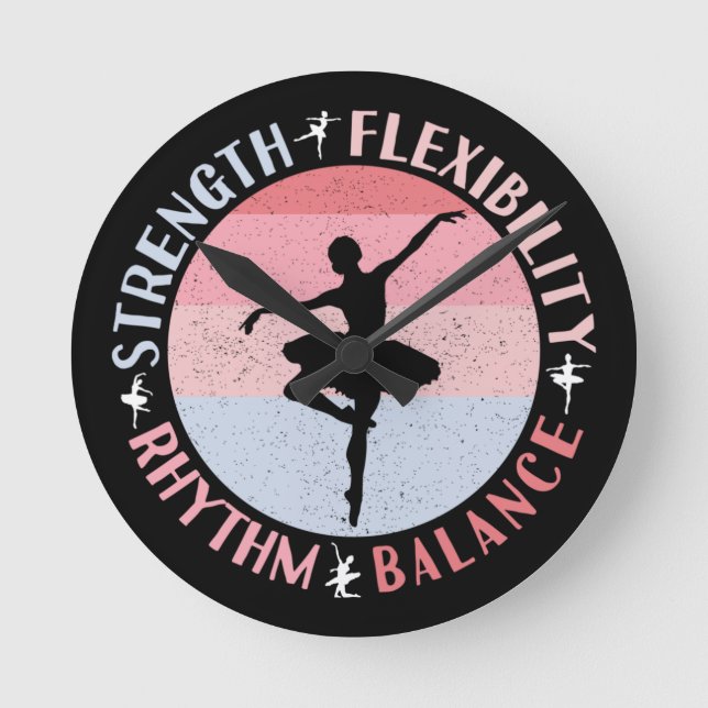 Ballerina Ballet Dancer - Mindset Values Round Clock (Front)