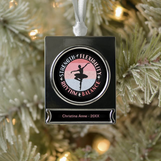 Ballerina Ballet Dancer - Mindset Values Silver Plated Banner Ornament (Tree)