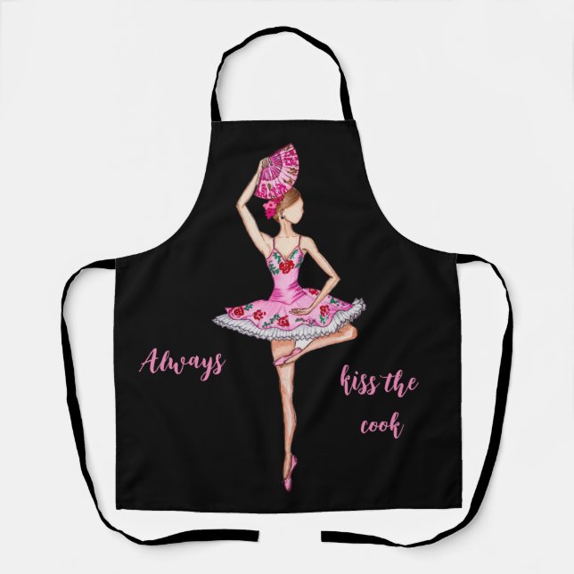 Ballerina ballet dancer with a hand fan        apr apron (Front)