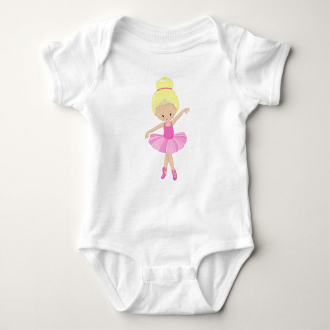 Ballerina, Ballet Girl, Ballet Dancer, Blonde Hair Baby Bodysuit (Front)