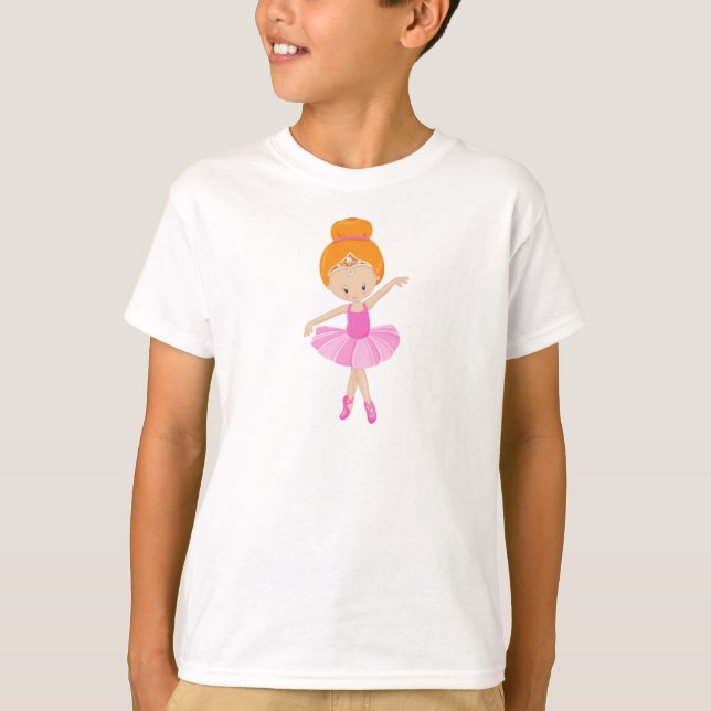 Ballerina, Ballet Girl, Ballet Dancer, Orange Hair T-Shirt (Front)