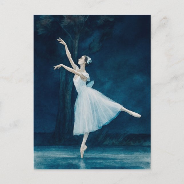 Ballerina Ballet Giselle Watercolor Postcard (Front)