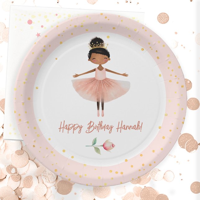 Ballerina Ballet Pink Birthday Girl Paper Plate (Creator Uploaded)