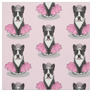 Ballerina Ballet Princess Boston Terrier (black) Fabric