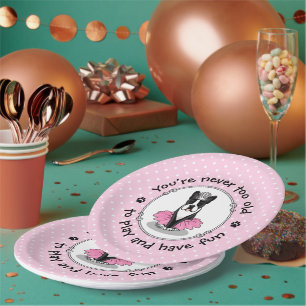 Ballerina Ballet Princess Boston Terrier (black) Paper Plate