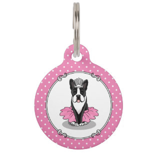 Ballerina Ballet Princess Boston Terrier (black) Pet Tag
