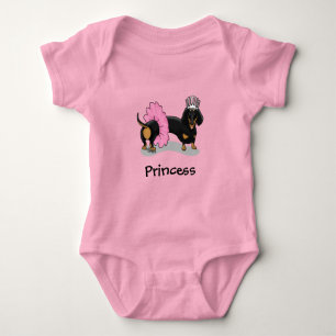Ballerina Ballet Princess Dachshund (black & tan) Baby Bodysuit