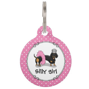 Ballerina Ballet Princess Dachshund (black & tan) Pet Tag