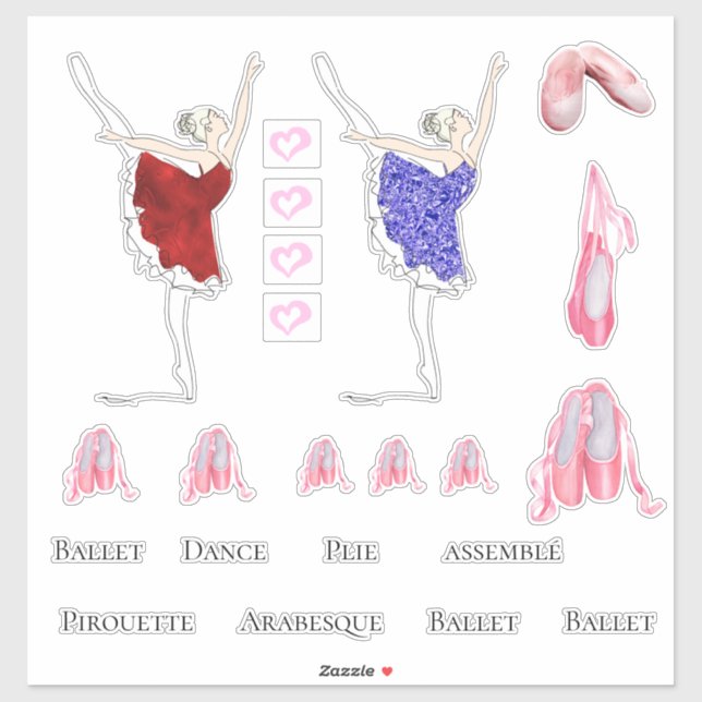 Ballerina ballet slippers DIY sayings heart (Sheet)