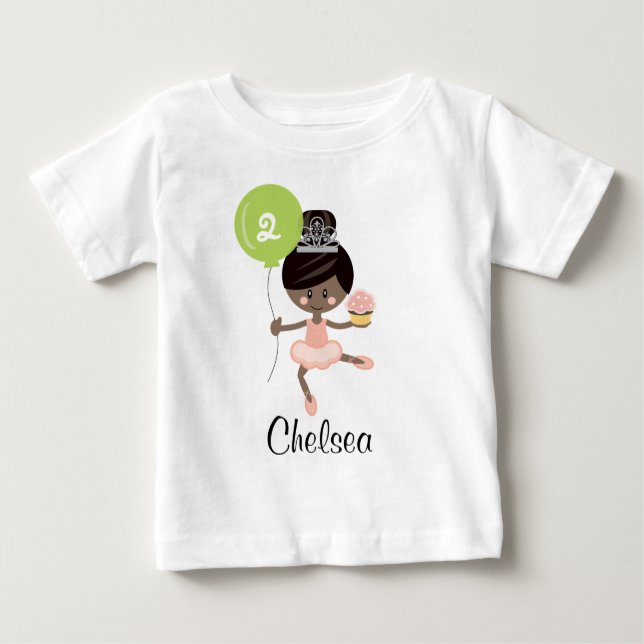 Ballerina Birthday Baby T-shirt African American (Front)