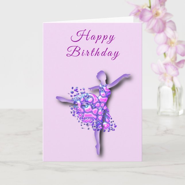 Ballerina Birthday Card Purple Ballet Dancer Woman (Orchid)