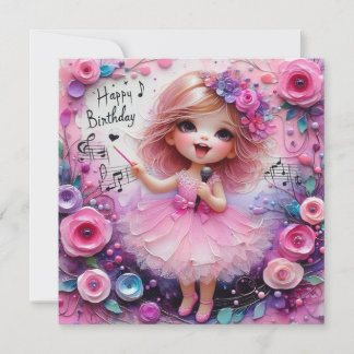 BALLERINA Birthday Card ~ young child ~ Pink ~