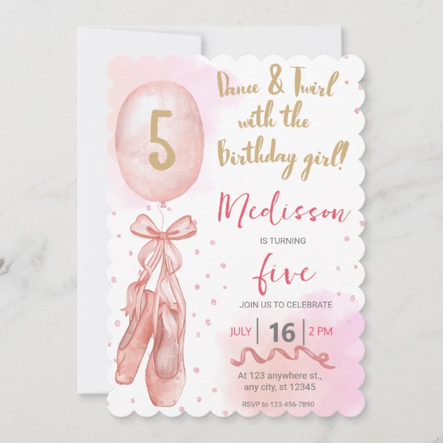Ballerina Birthday  Invitation (Front)