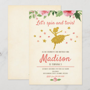 Ballerina Birthday Invitation / Vintage / Retro