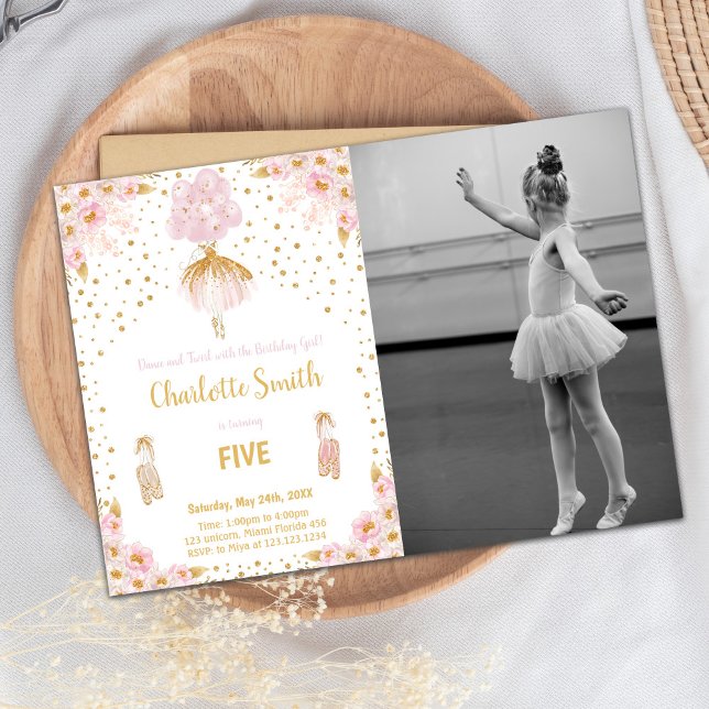 Ballerina Birthday Invitation with Photo (Ballerina Birthday Invitations with photo)