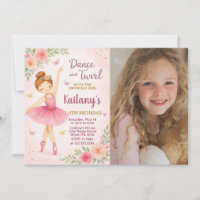 Ballerina Birthday Invitation with photo
