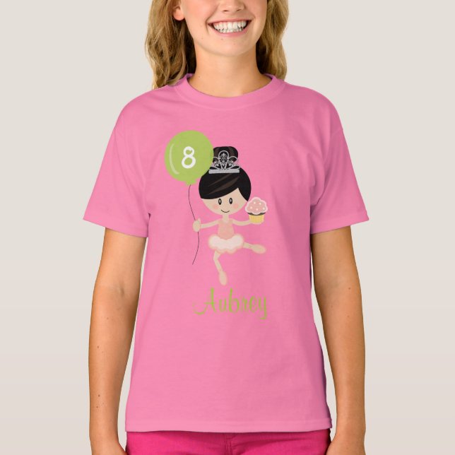 Ballerina Birthday Kids Ringer T-Shirt Asian (Front)