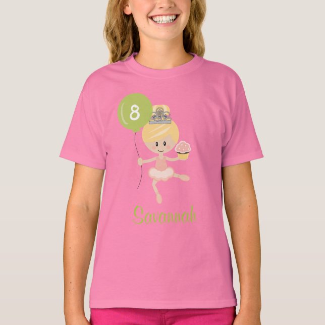 Ballerina Birthday Kids Ringer T-Shirt Blonde (Front)