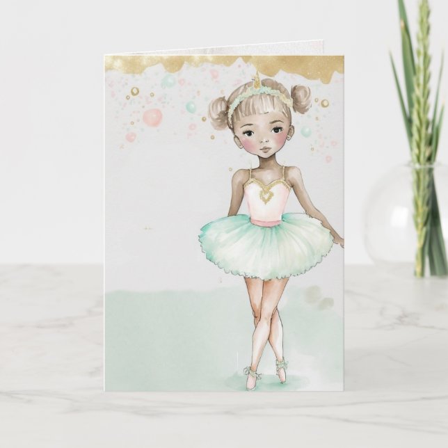 Ballerina, Birthday, Little Girl Graphic Arts Card (Front)