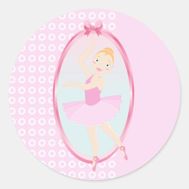 Ballerina birthday party classic round sticker (Front)