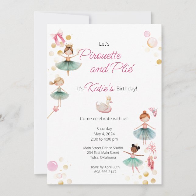 Ballerina Birthday Party Invitation (Front)