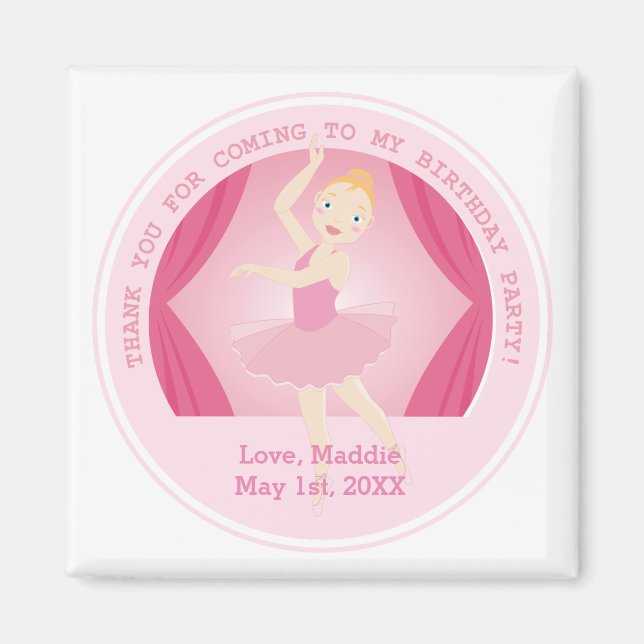 Ballerina birthday party magnet (Front)