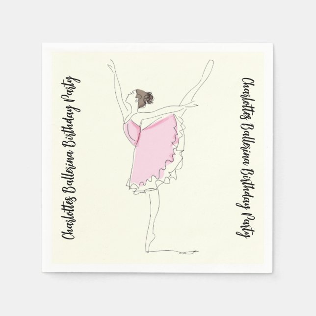 Ballerina Birthday Party Napkin (Front)