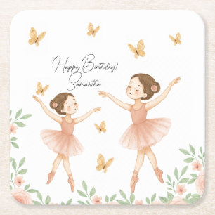 Ballerina Birthday Party Paper Coaster
