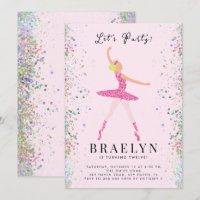 Ballerina Birthday Party Pink Glitter Design