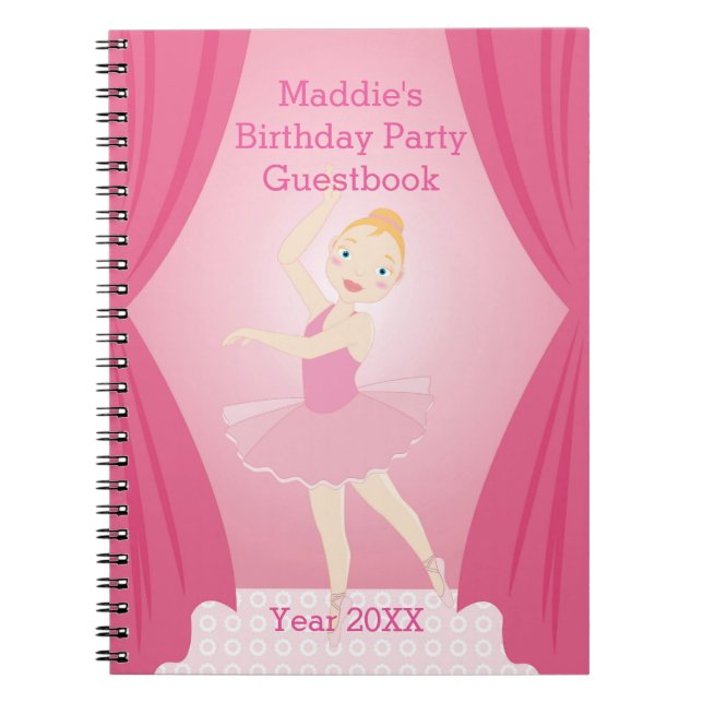 Ballerina birthday party spiral notebook (Front)