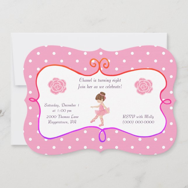 Ballerina Birthday Pink Invitation (Front)