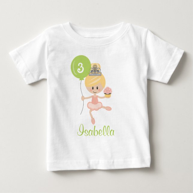 Ballerina Birthday Toddler T-shirt Blonde (Front)