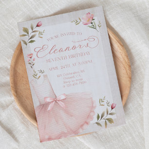 Ballerina Birthday, Tutu, Pink Tutu, Girl Birthday Invitation