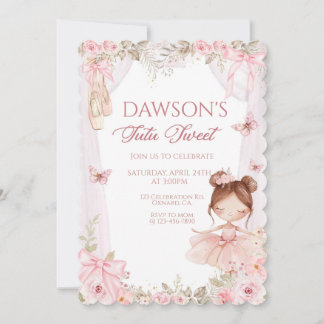 Ballerina Birthday, Tutu, Pink Tutu, Girl Birthday Invitation