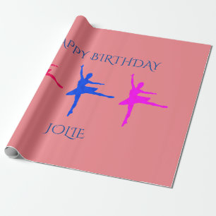 Ballerina birthday wrapping paper. Custom name. Paper