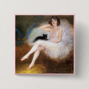 Ballerina & Black Cat 15 Cm Square Badge