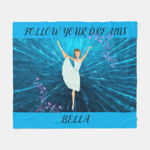Ballerina blanket, "Follow your dreams" & name. Fleece Blanket