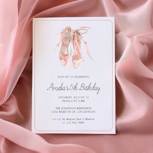 Ballerina Blush Pink Dance Girly 5th Birthday Invitation