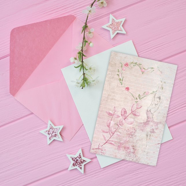 Ballerina Botanical Heart Lined Stationery (Creator Uploaded)
