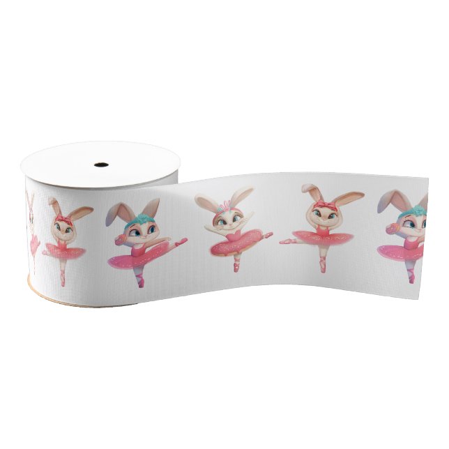 Ballerina Bunnies In Pink Tutus Grosgrain Ribbon (Spool)