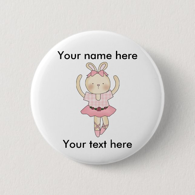 Ballerina Bunny 6 Cm Round Badge (Front)